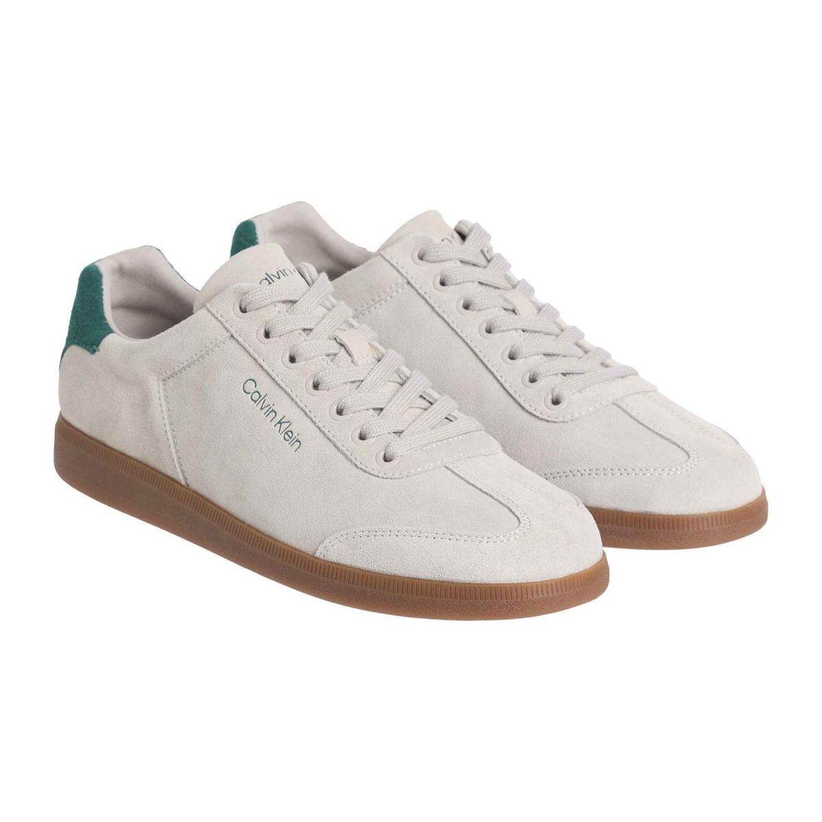 CALVIN KLEIN - Tenis beige de corte bajo con textura de gamuza Calvin Klein