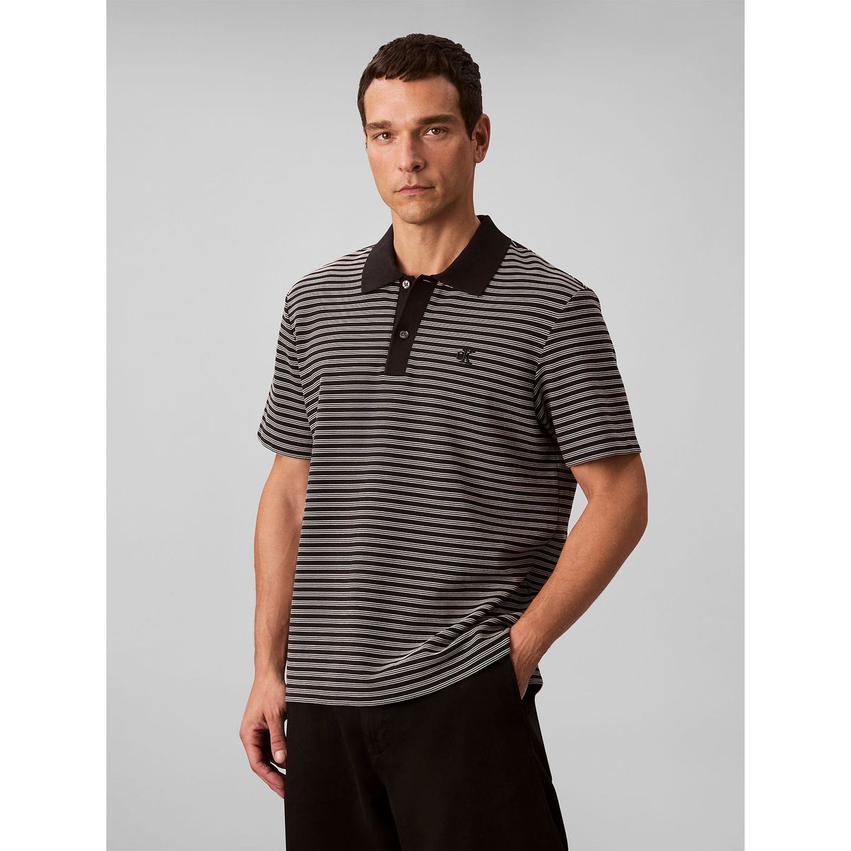 CALVIN KLEIN - Polo negro ottoman a rayas Calvin Klein