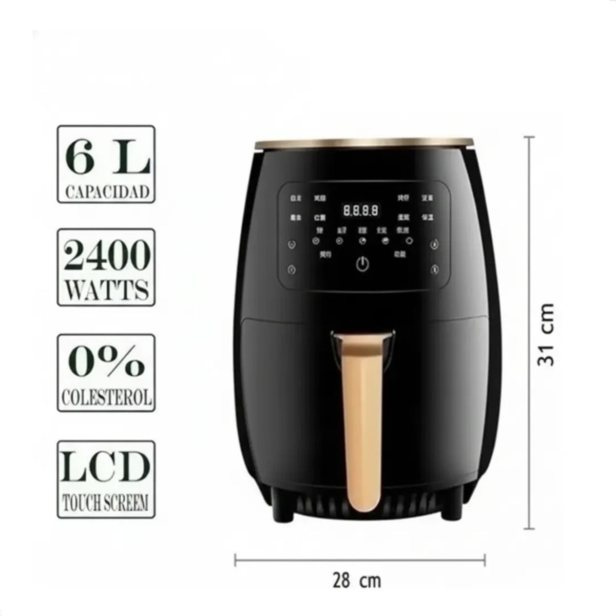 GENERICO - Freidora de Aire Saludable de 6 Litros con Pantalla Led