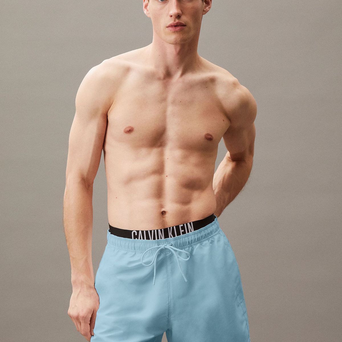 CALVIN KLEIN - Traje celeste de baño corto con cinturilla doble - Intense Power Calvin Klein