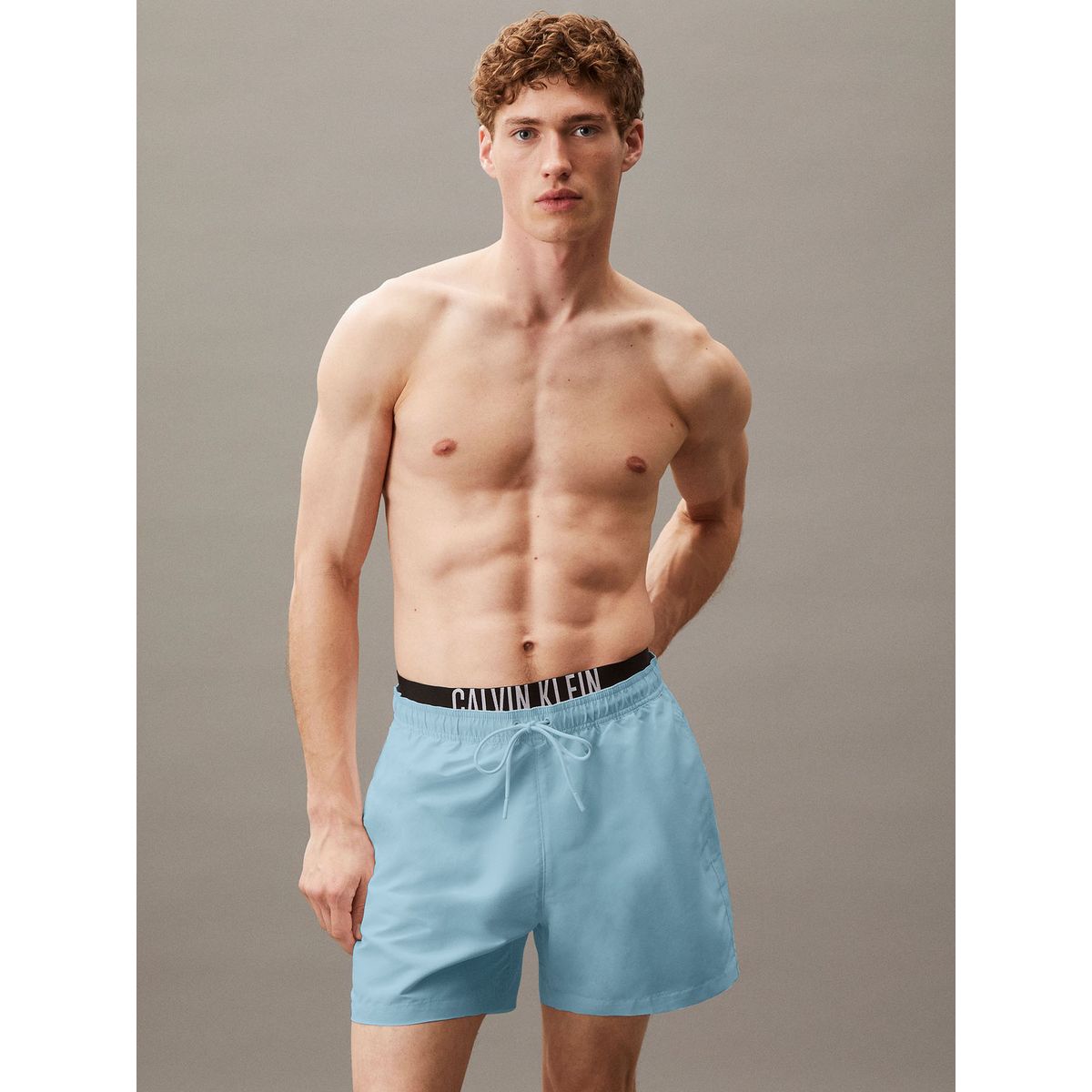 CALVIN KLEIN - Traje celeste de baño corto con cinturilla doble - Intense Power Calvin Klein