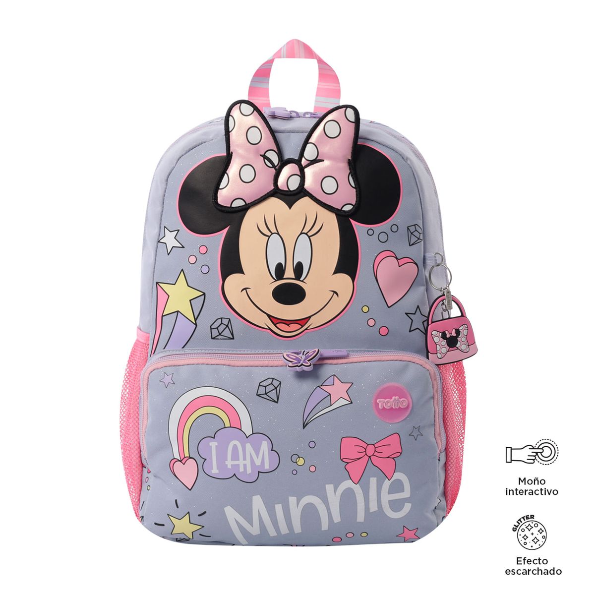 TOTTO - Combo Escolar Minnie Morral gris y Lonchera Aesthetic