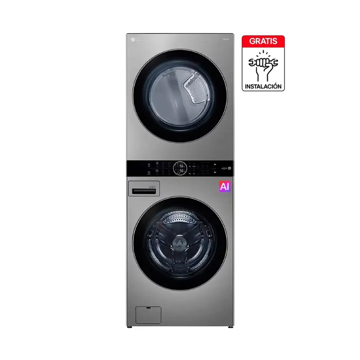 LG - Torre Lavado LG 22Kg/22Kg AIDD ThinQ Washtower Plateado