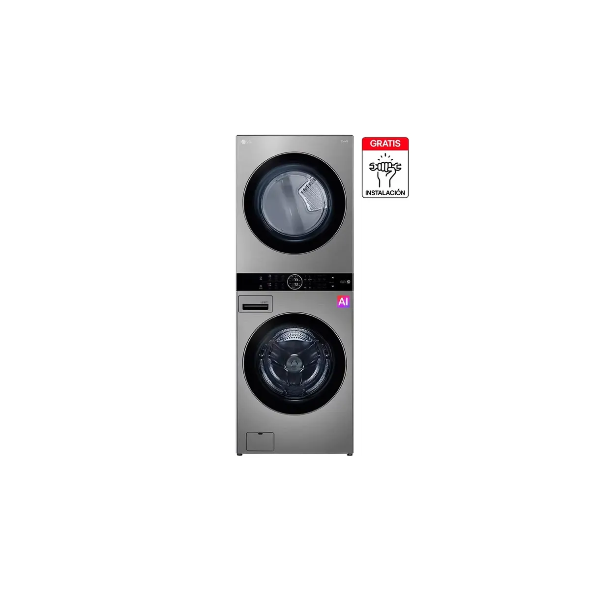 LG - Torre Lavado LG 22Kg/22Kg AIDD ThinQ Washtower Plateado