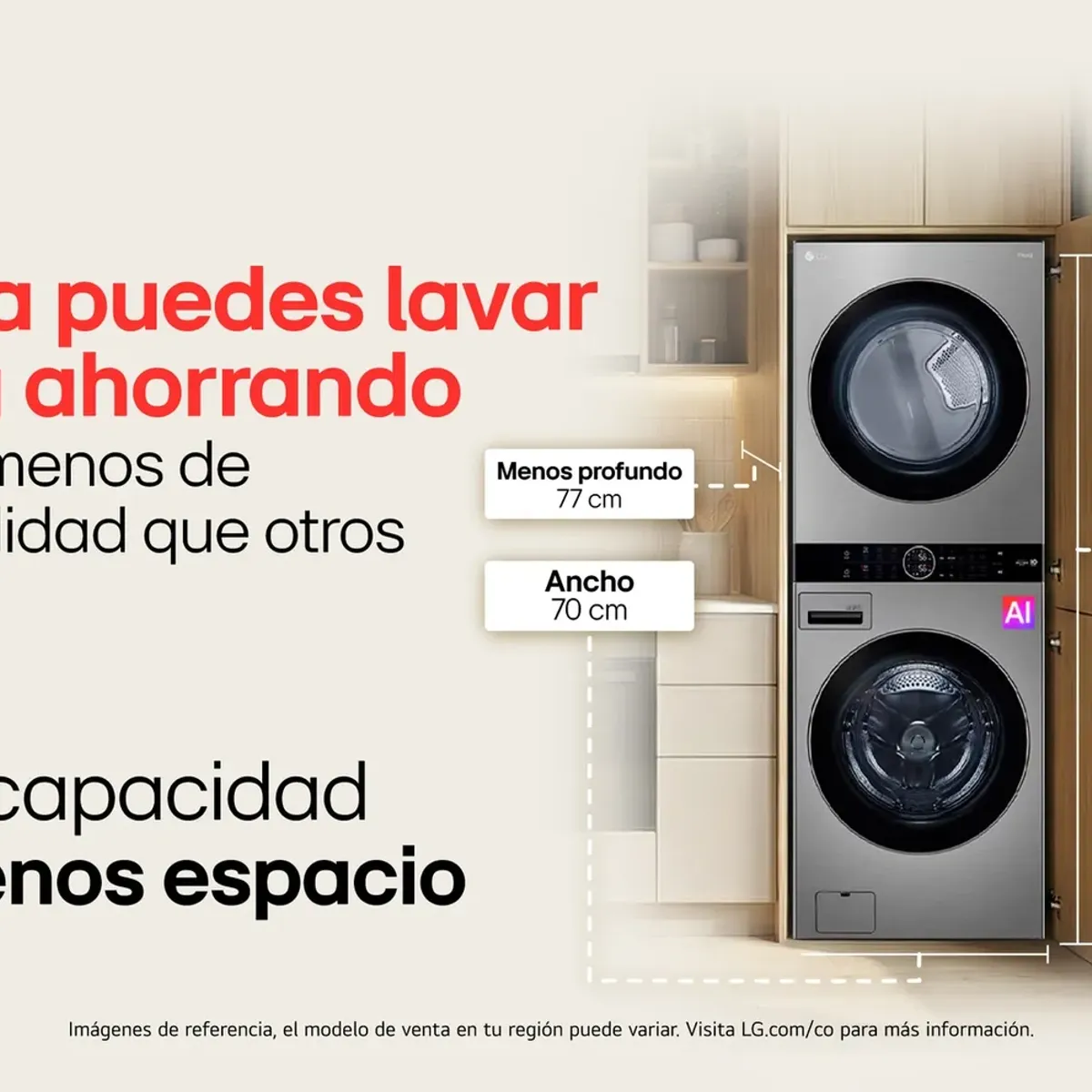 LG - Torre Lavado LG 22Kg/22Kg AIDD ThinQ Washtower Plateado