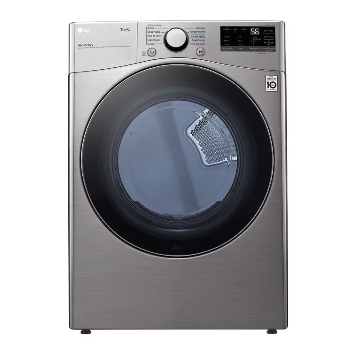LG - Secadora LG de Carga Frontal 22 kg FlowSense™ Vapor Gris DF22VV2RASSECOL
