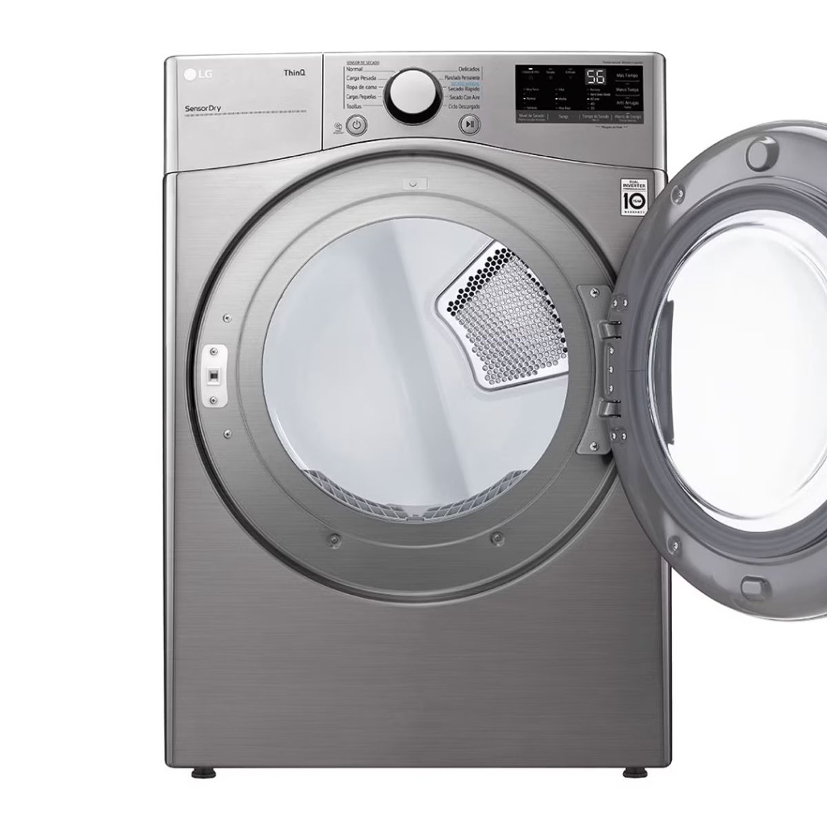 LG - Secadora LG de Carga Frontal 22 kg FlowSense™ Vapor Gris DF22VV2RASSECOL
