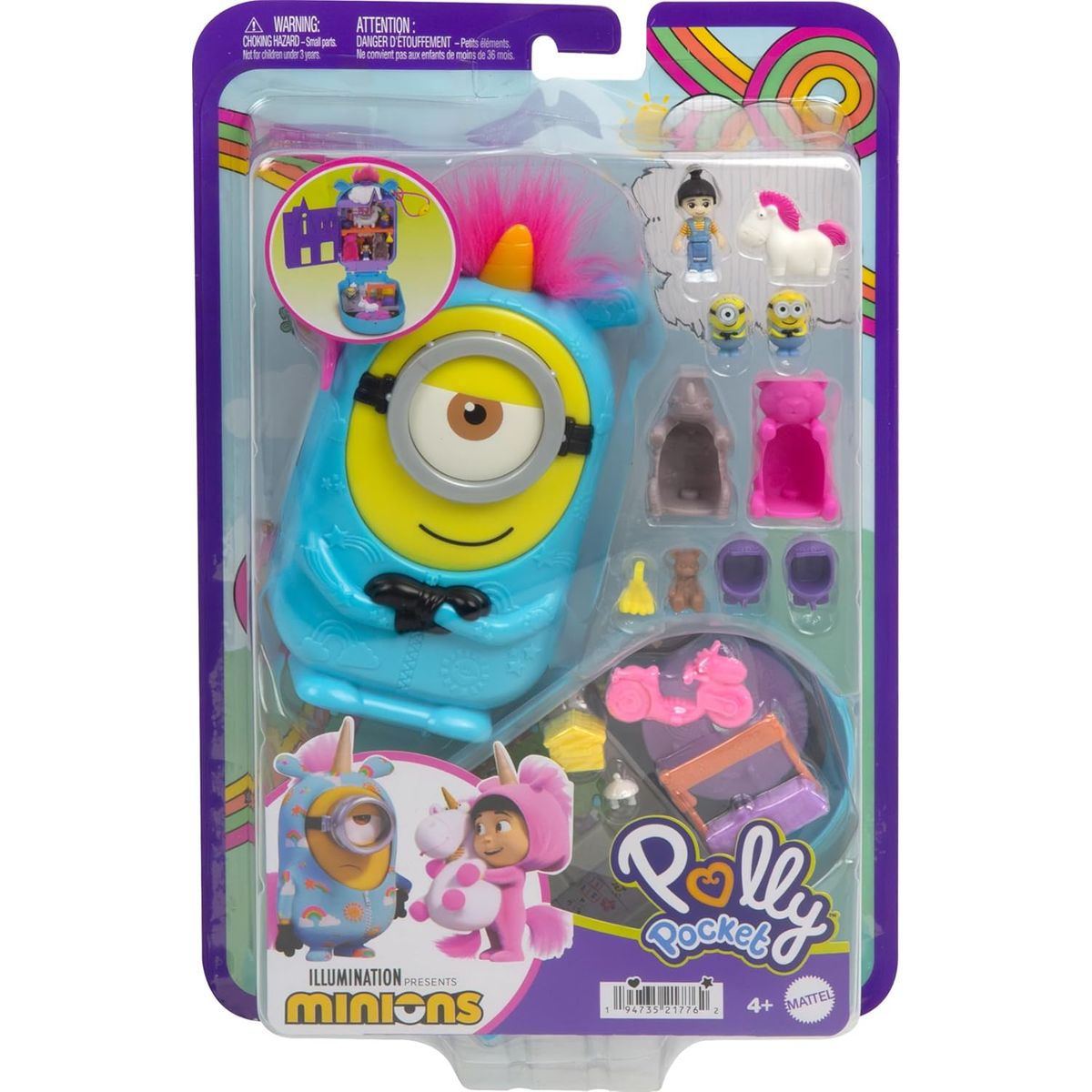 POLLY POCKET - Polly Pocket & Minions  Juego compacto coleccionable con muñeca figuras y accesorios