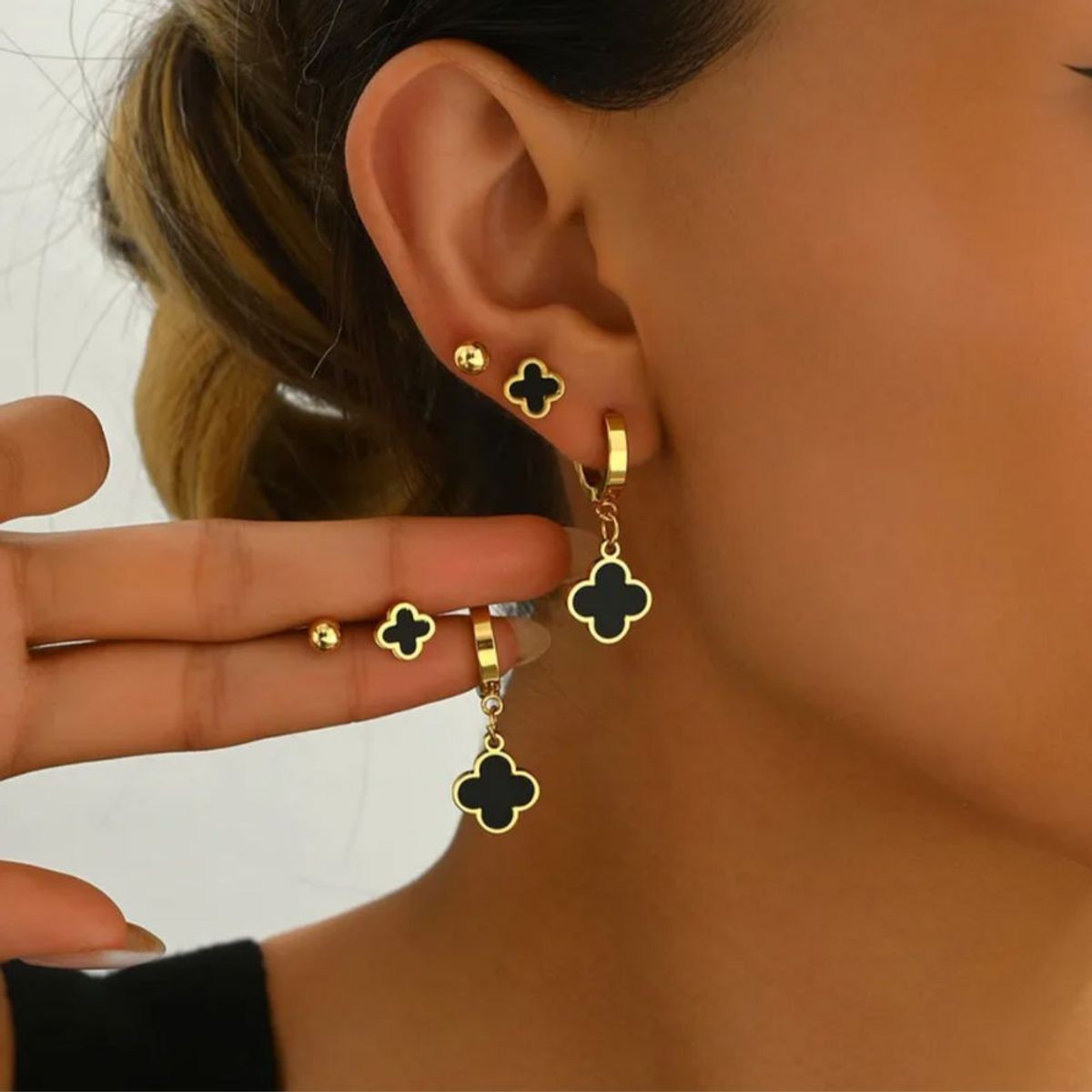 GENERICO - Set De Aretes Topos Trébol Elegantes Para Mujer
