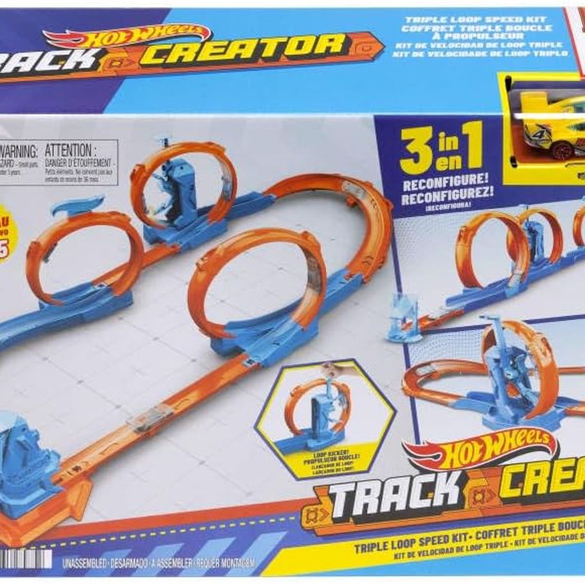 HOT WHEELS - Pista De Hot Wheels Track Creator 3 En 1 Azul Naranja
