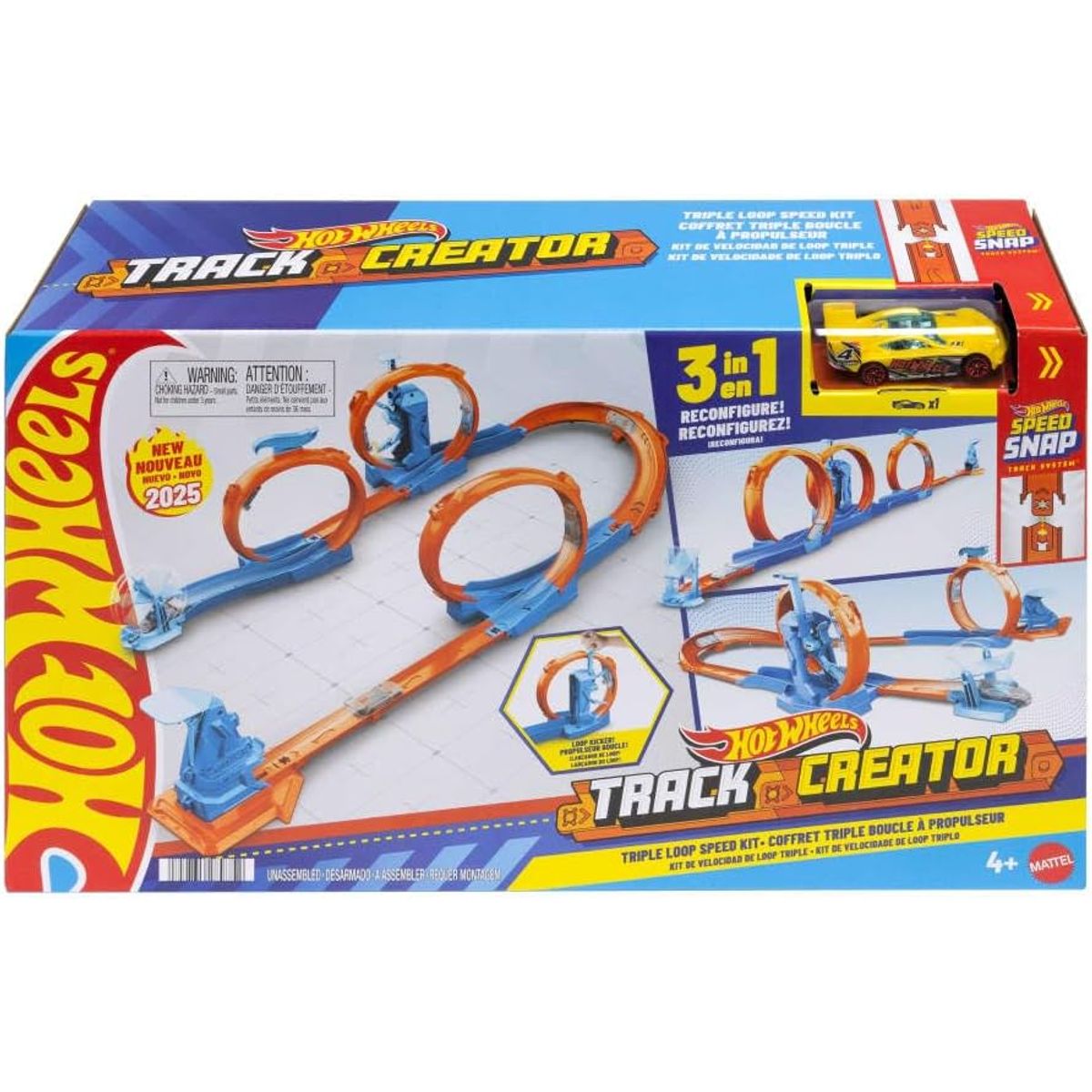 HOT WHEELS - Pista De Hot Wheels Track Creator 3 En 1 Azul Naranja