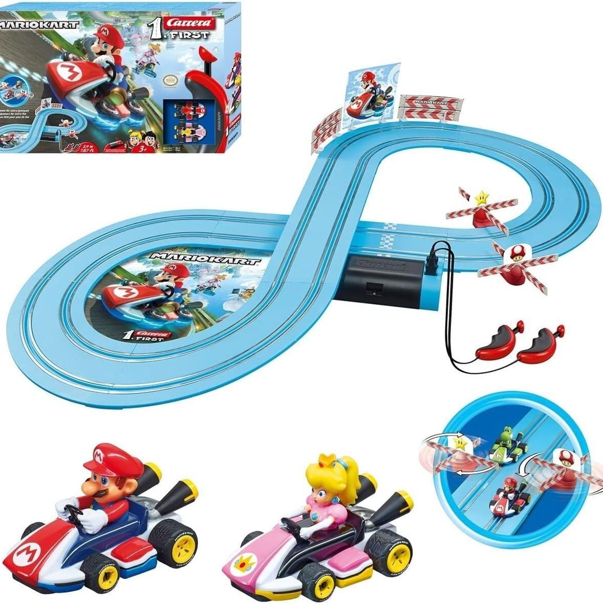 JAKKS PACIFIC - Pista Carrera Firs Pista De Carreras Mariokart Mario Vs Peach Azul