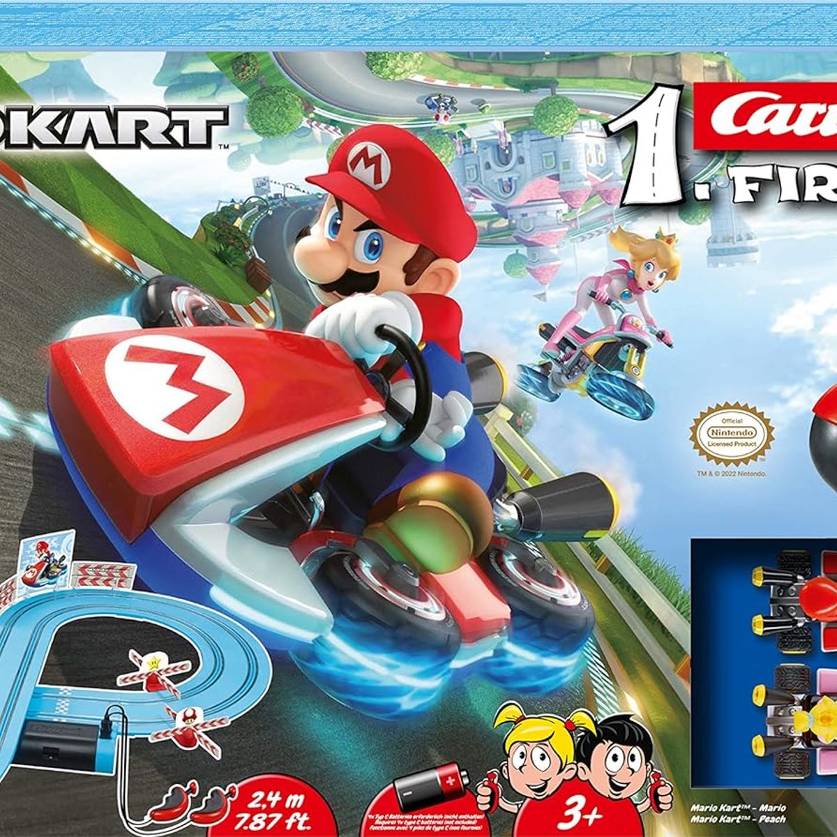 JAKKS PACIFIC - Pista Carrera Firs Pista De Carreras Mariokart Mario Vs Peach Azul