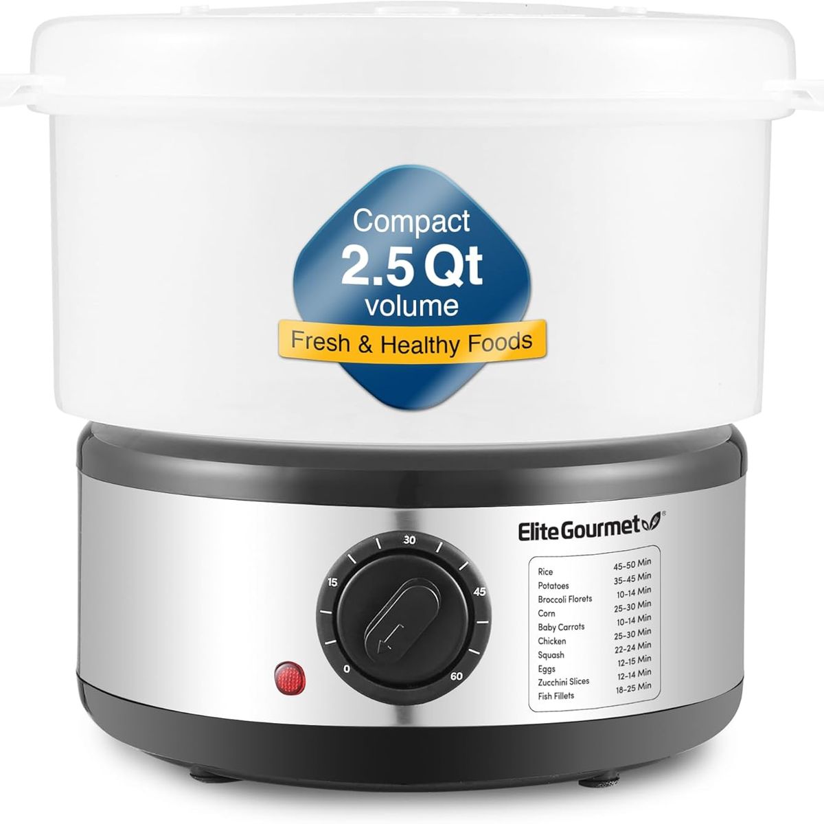 ELITE - Elite Gourmet Vaporizador eléctrico para cocinar al vapor 2,4 L 400 W