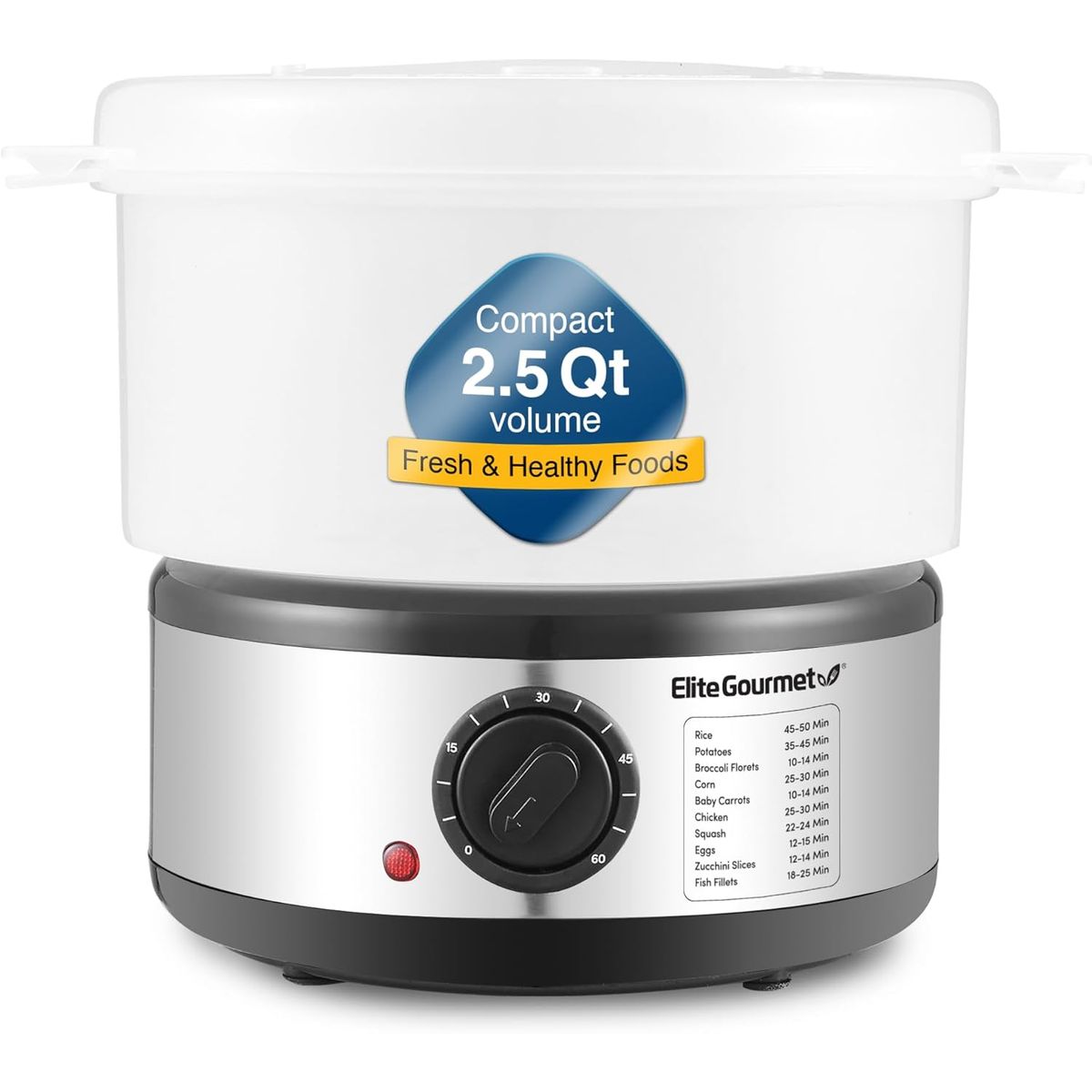 ELITE - Elite Gourmet Vaporizador eléctrico para cocinar al vapor 2,4 L 400 W