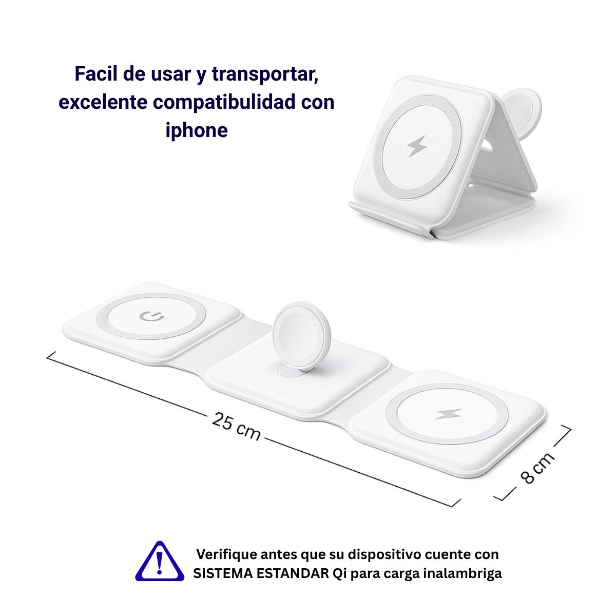 GENERICO - Cargador Inalambrico 3 en 1 Para Apple Plegable