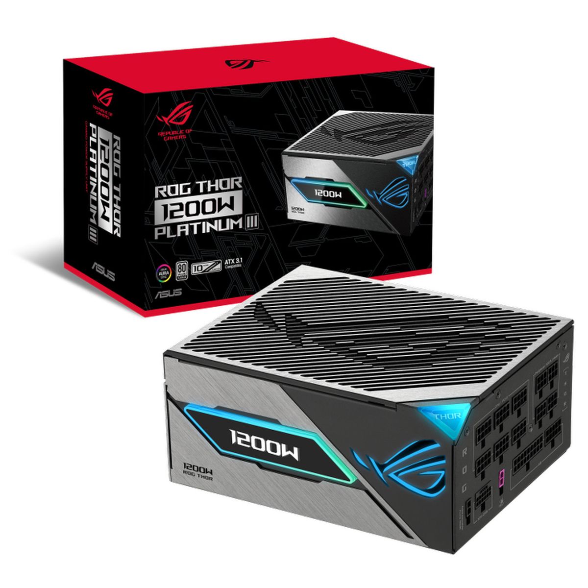 ASUS - Fuente de Poder ASUS Rog THOR 1200W 80 Plus Platinum III Modular de Alta Estabilidad