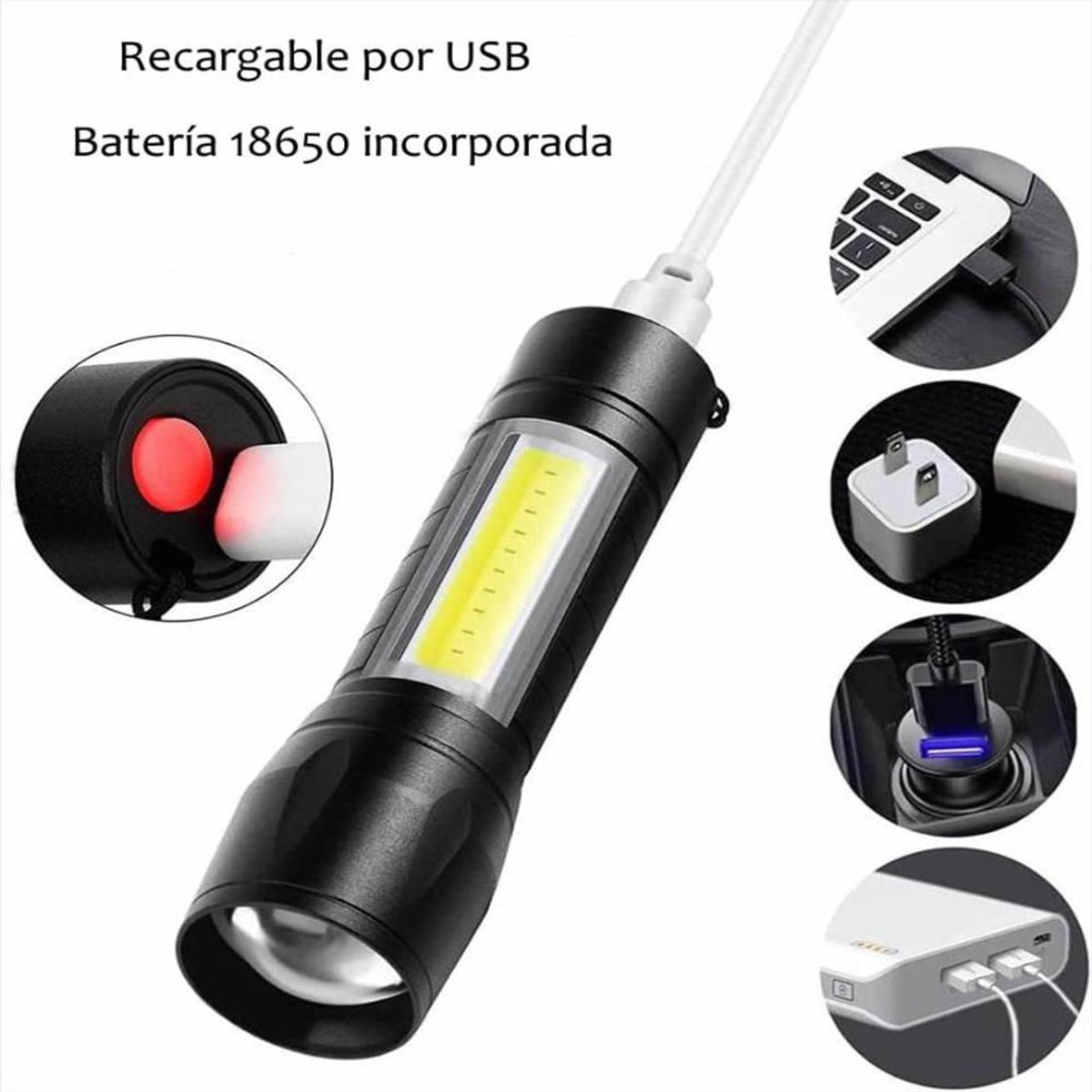 MPC - Linterna Lampara Tactica Militar Led Recargable + Estuche