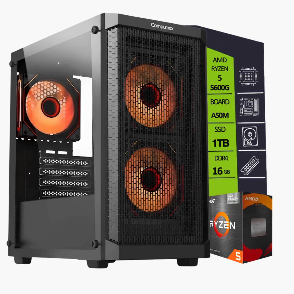 AMD - TORRE GAMER RYZEN 5 5600G /16GB RAM /1TB SSD /BOARD A520M