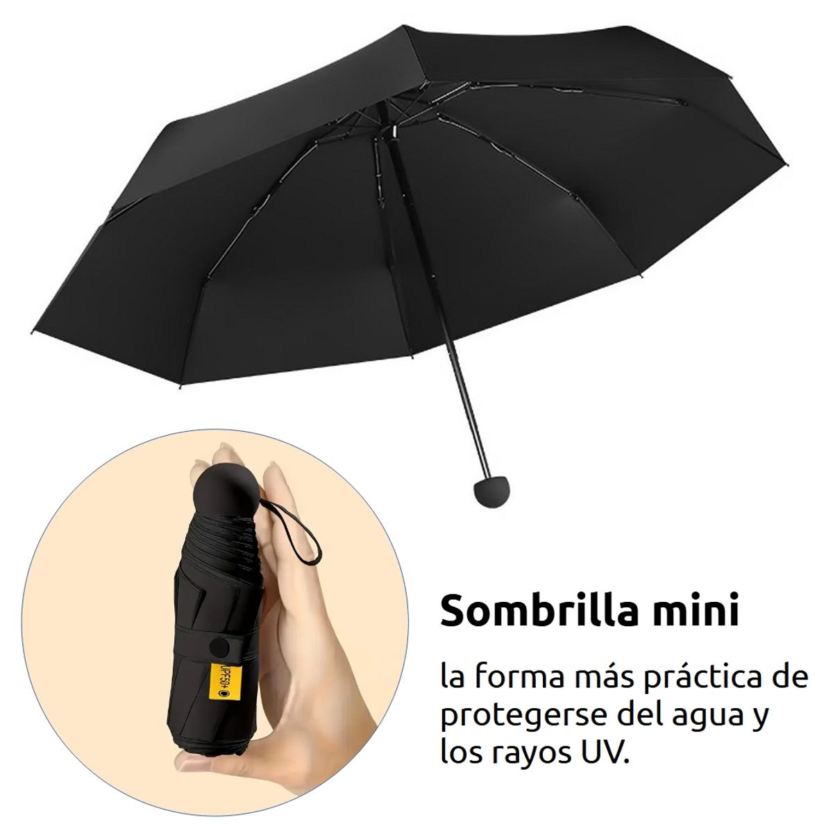 GENERICO - Paraguas Azul Mini De Bolsillo Plegable Sombrilla + Protección Uv