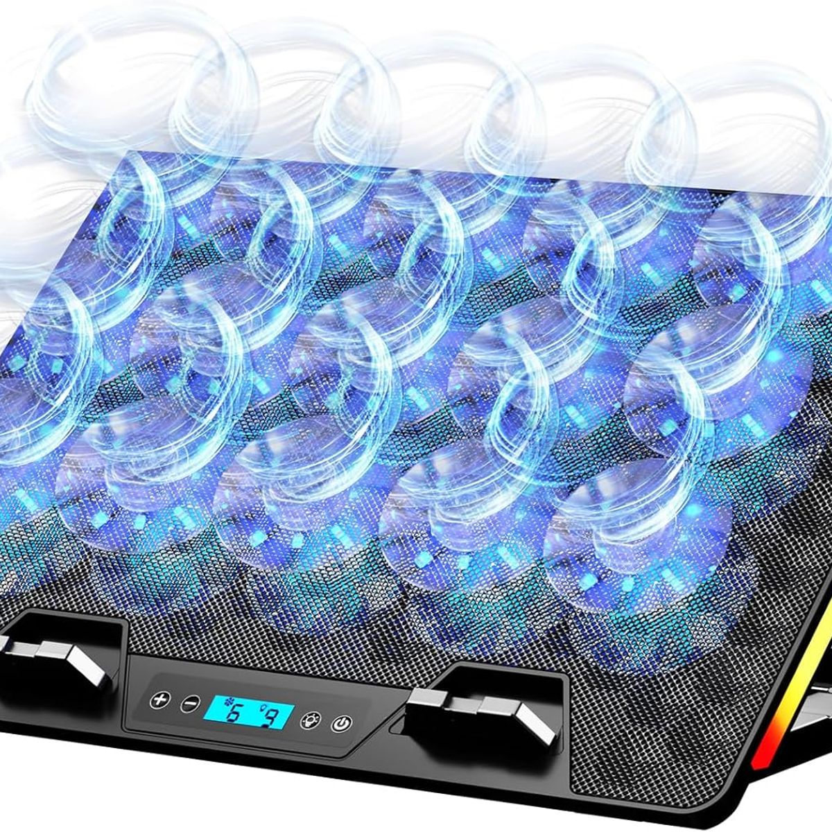 GENERICO - Base Enfriadora para Laptop Gaming 15 Ventiladores RGB 2800–3200 RPM 15–17.3”