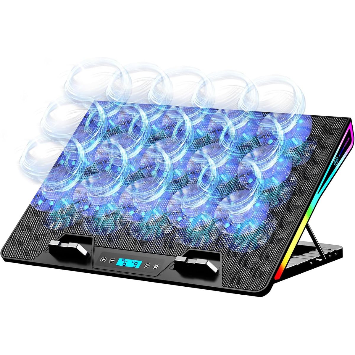 GENERICO - Base Enfriadora para Laptop Gaming 15 Ventiladores RGB 2800–3200 RPM 15–17.3”