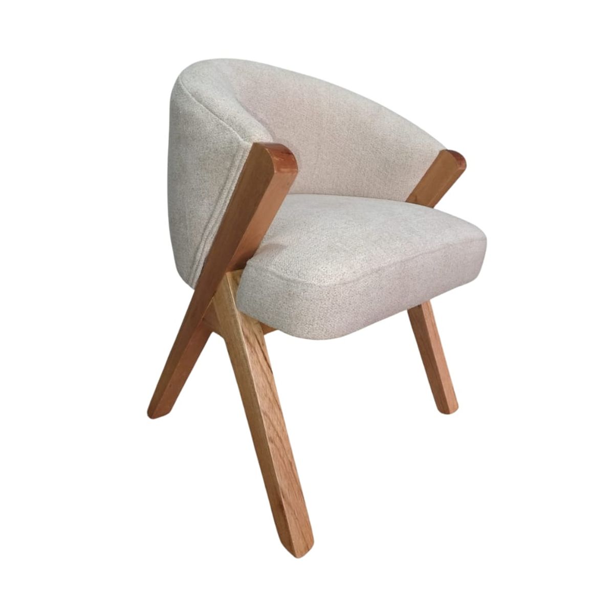 GENERICO - SILLA AUXILIAR POLTRONA BEIGE MADERA ROBLE NATURAL