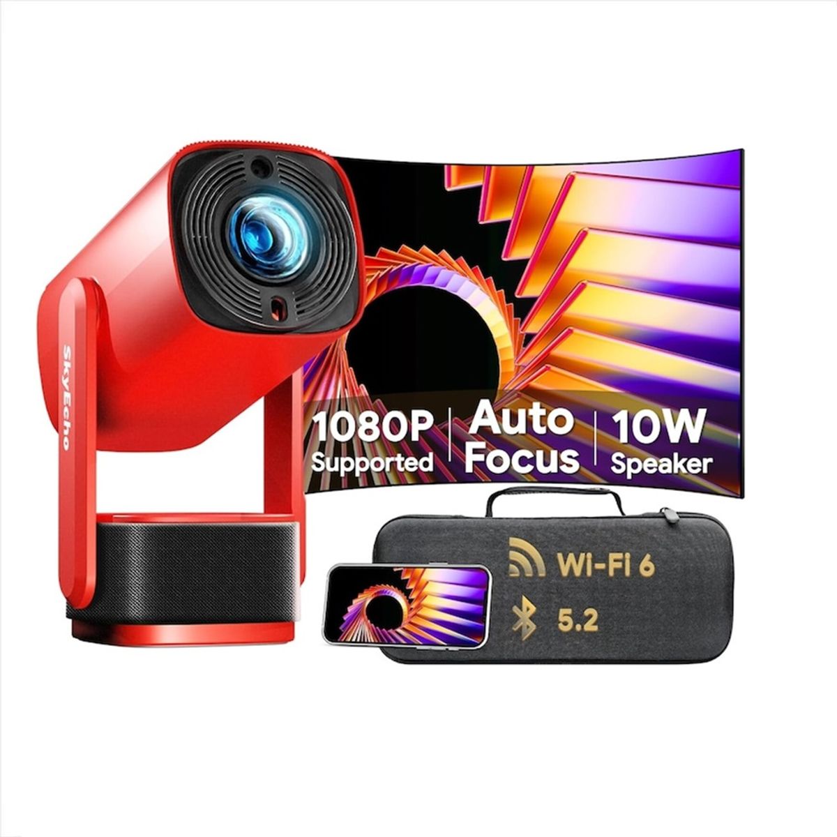 GENERICO - Proyector Portatil Wifi Bluetooth con Alcance Corto y Pantalla de 150 Pulgadas