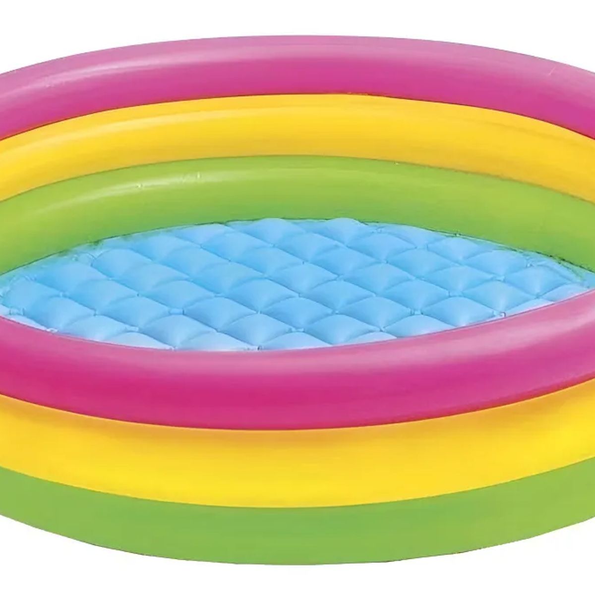 BABY ON - Piscina inflable redonda Multicolor de 114m X 25cm 131l Ro rosa y amarilla y verde caja