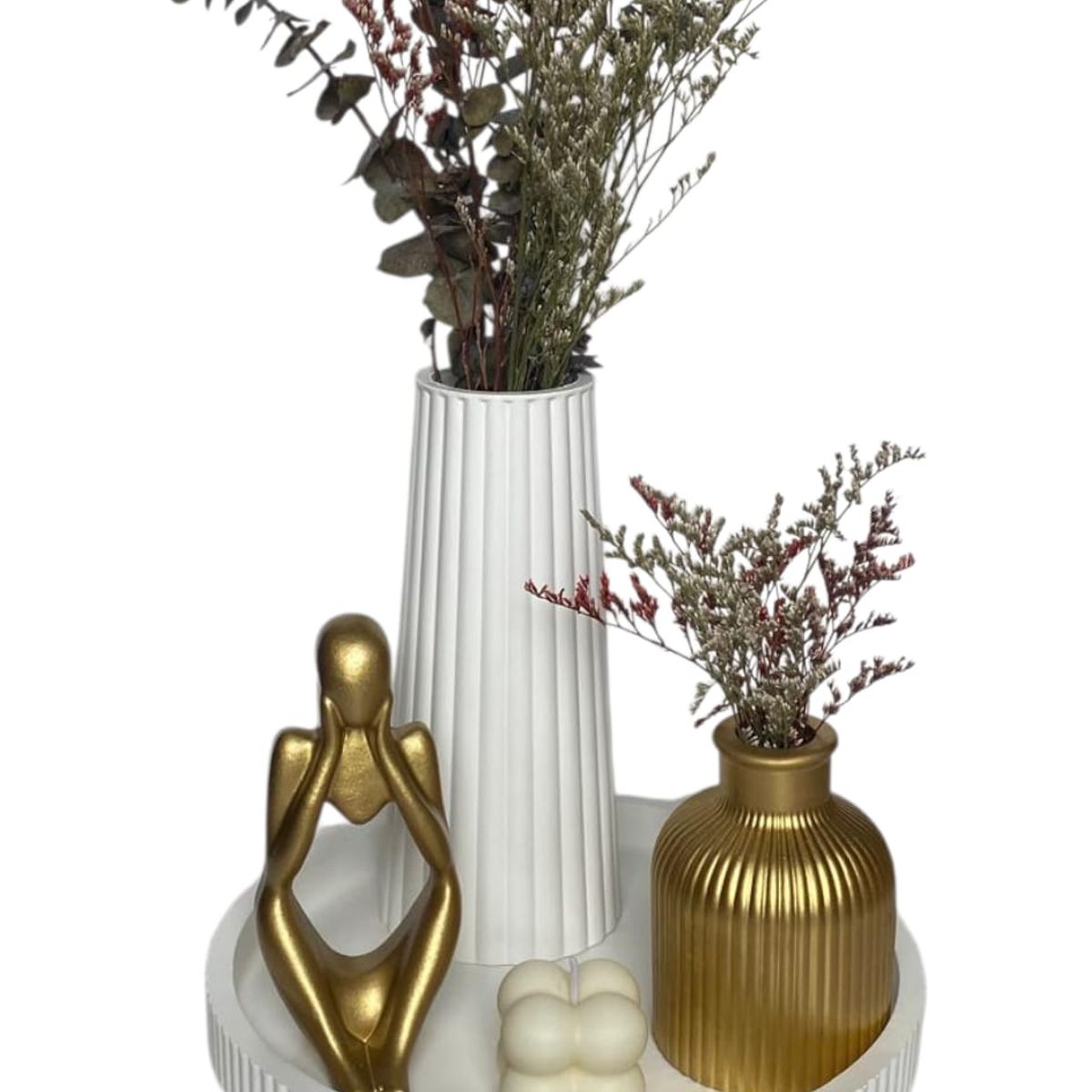 GENERAL - Adorno decorativo para centro de mesa jarron bandeja escultura flores vela