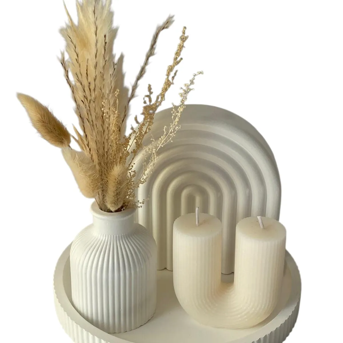 GENERAL - Decorativo centro de mesa mueble o habitación moderno minimalista 4 piezas y flores