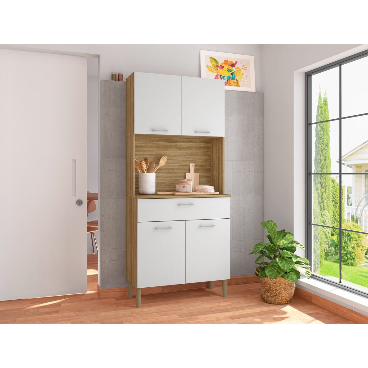 GENERICO - Alacena de cocina en MDF 74,5 cm con 4 puertas y cajón