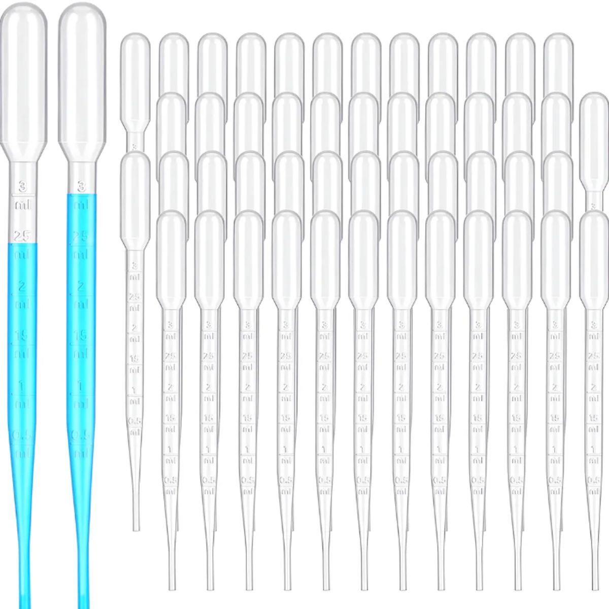 GENERICO - 50 Pipetas Pasteur Gotero Plastico Graduada Cuentagotas 3ml Transparente
