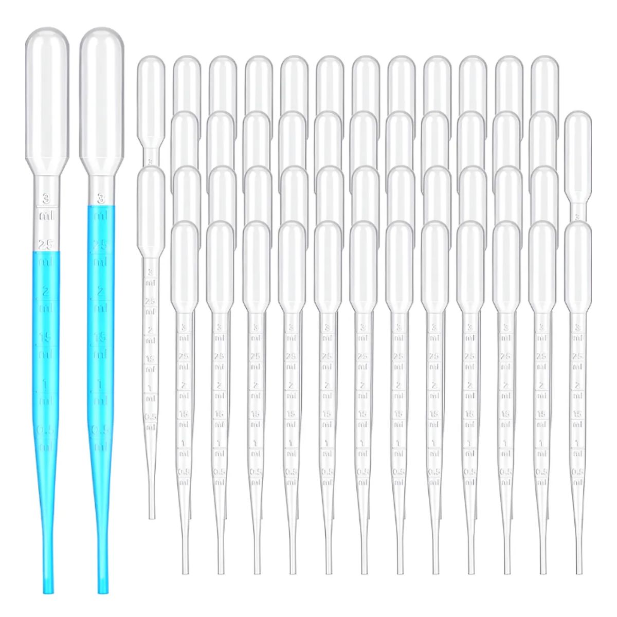 GENERICO - 50 Pipetas Pasteur Gotero Plastico Graduada Cuentagotas 3ml Transparente