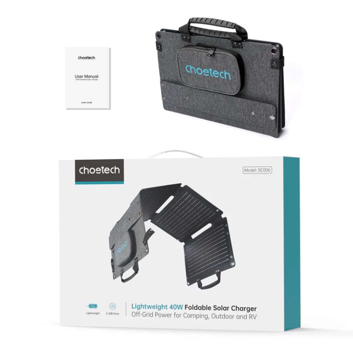 CHOETECH - Panel Solar 40w 4 Celdas Modelo Sc006 Choetech