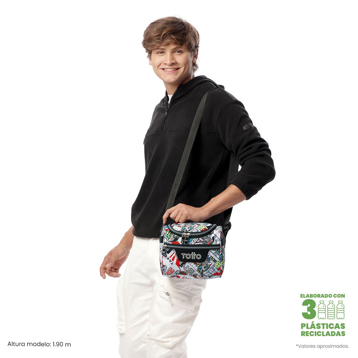 TOTTO - Lonchera Con Porta Comidas Pizarra Gris Hombre Totto