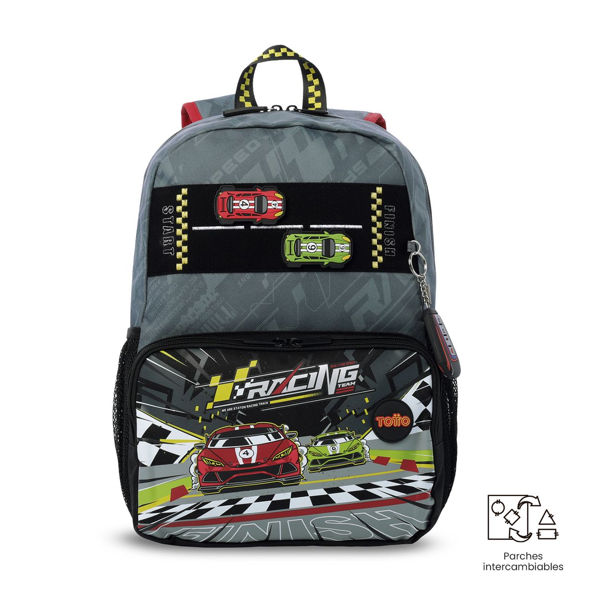 TOTTO - Morral Mochila Escolar Grand Prix M Niño Gris Totto