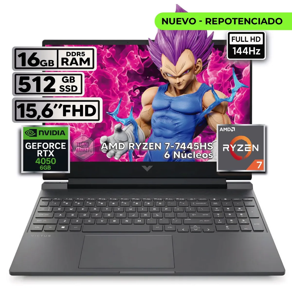 HP - Portátil Hp Victus Gaming 16gb 512gb Ryzen 7-7445hs Rtx 4050