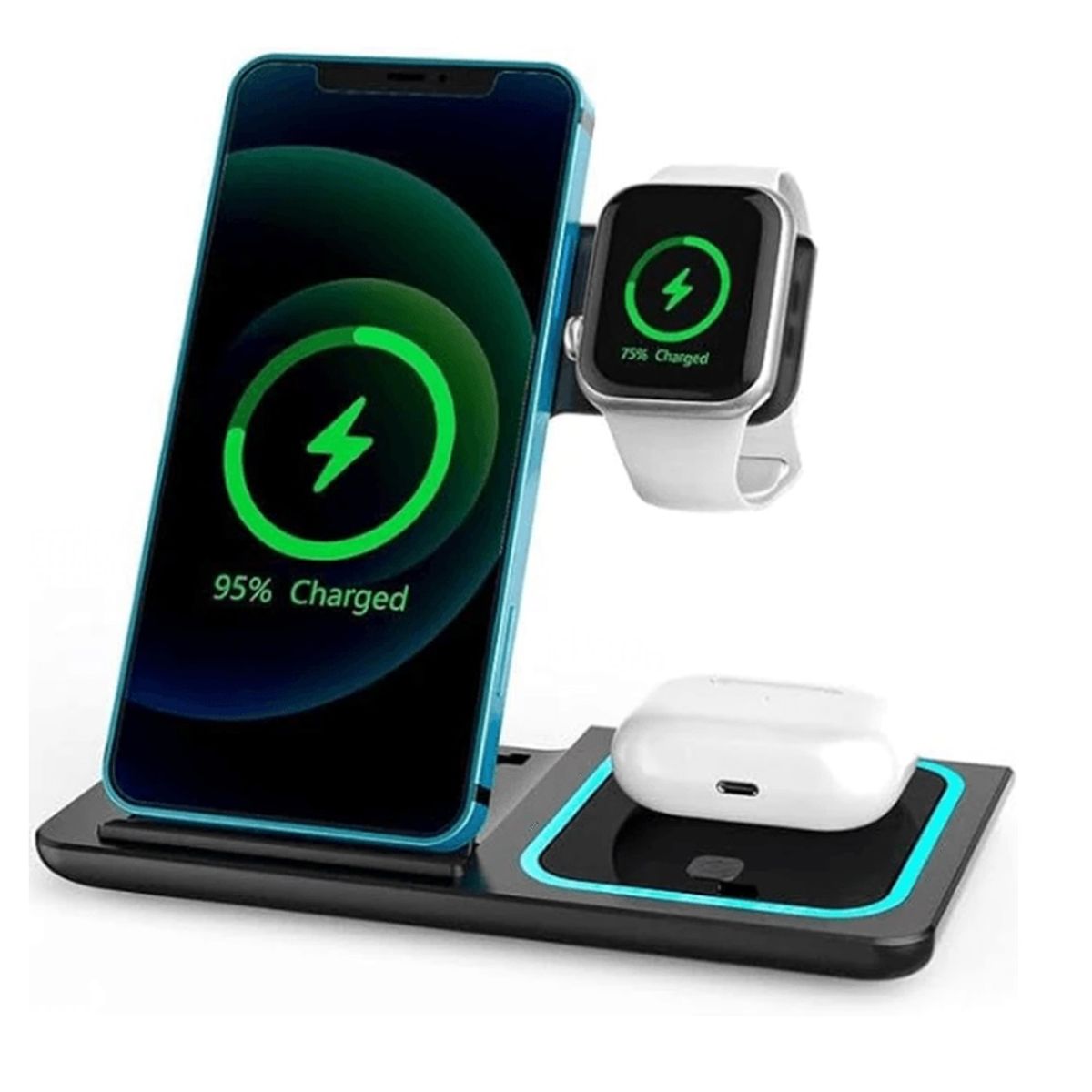 GENERICO - Estacion de Carga Inalambrica 3 en 1 Compatible Iphone