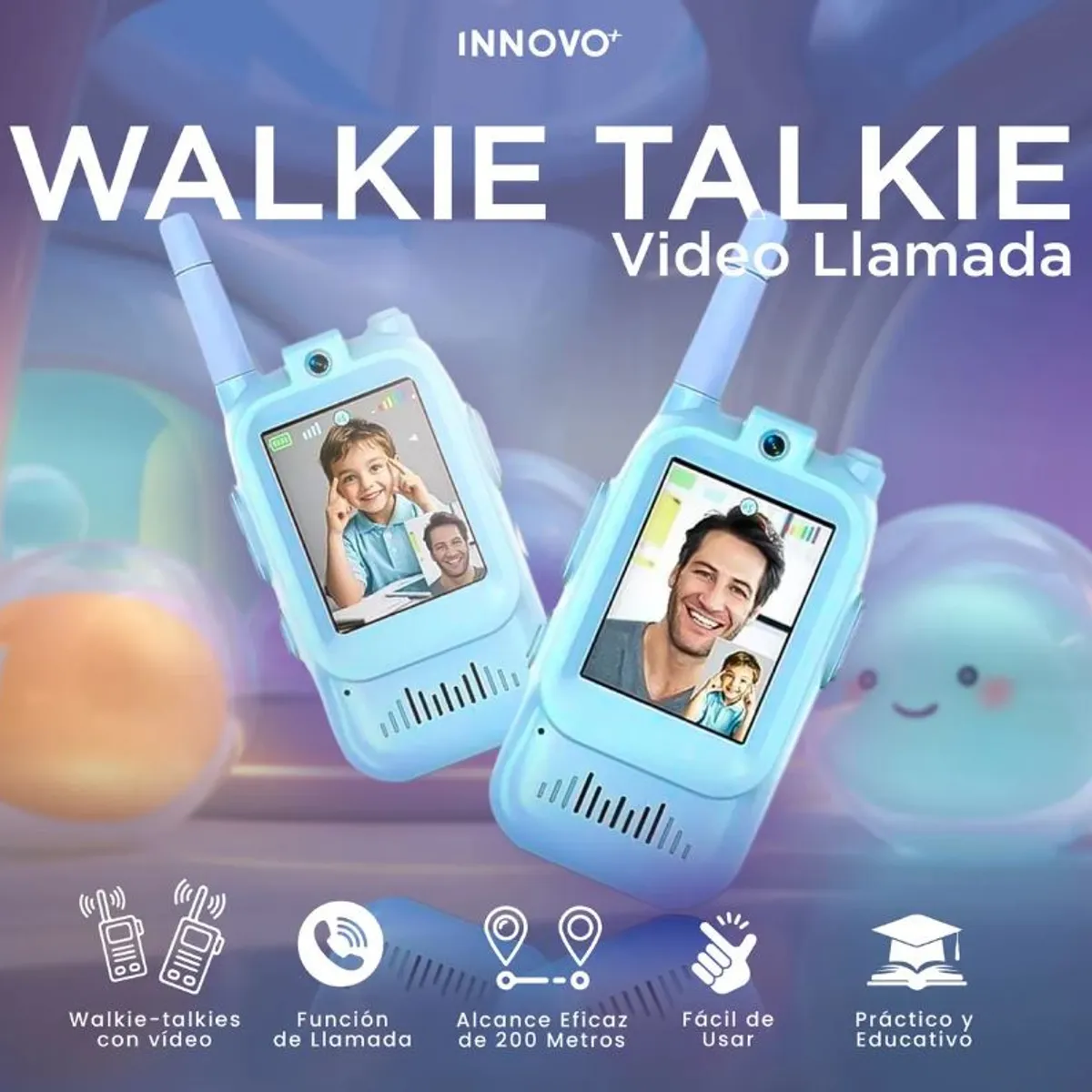 INNOVA - Walkie Talkie Para Niños Con Videollamada Pantalla Hd Y Cámara Azul Azul