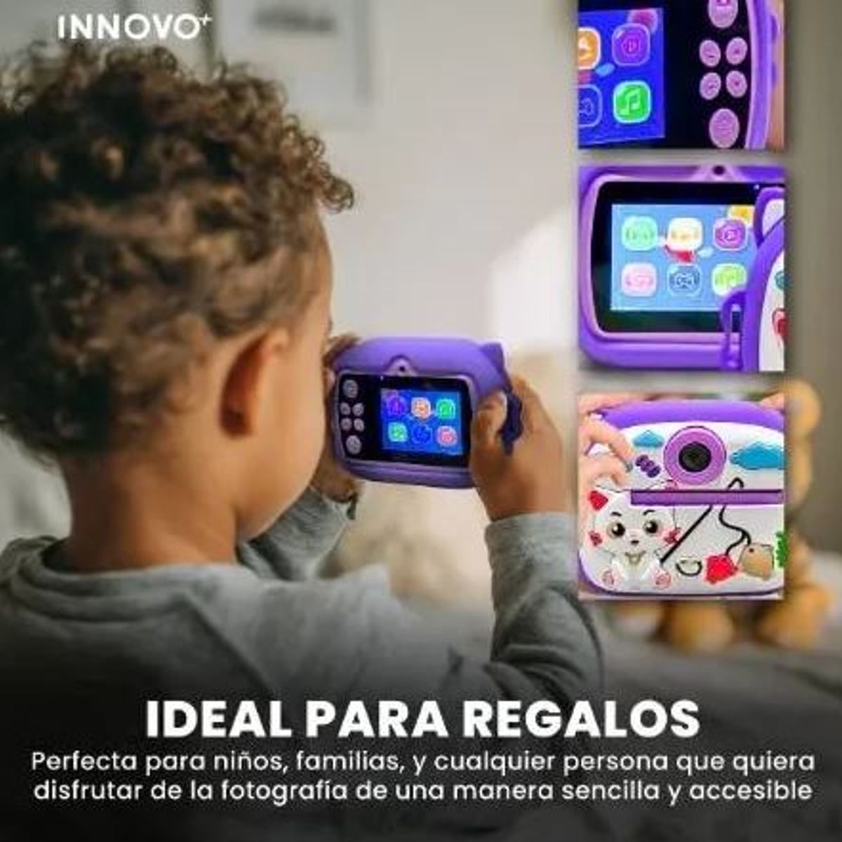 INNOVA - Cámara Instantánea Para Niños Impresión Térmica Fotos Y Video Morada Morado Morado