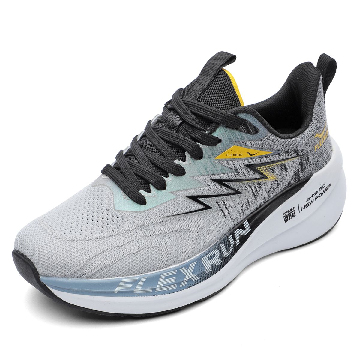 TELLENZI - Tenis Running Hombre Gris-Amarillo Tellenzi H-032