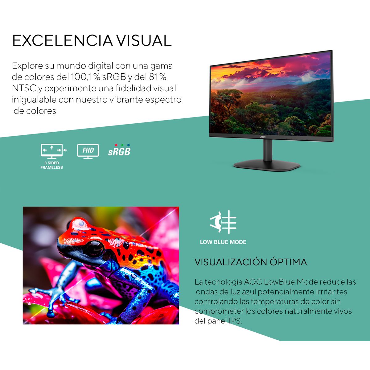 AOC - Monitor AOC 22B35HM23 Plano 215 LED Full HD 120Hz Negro