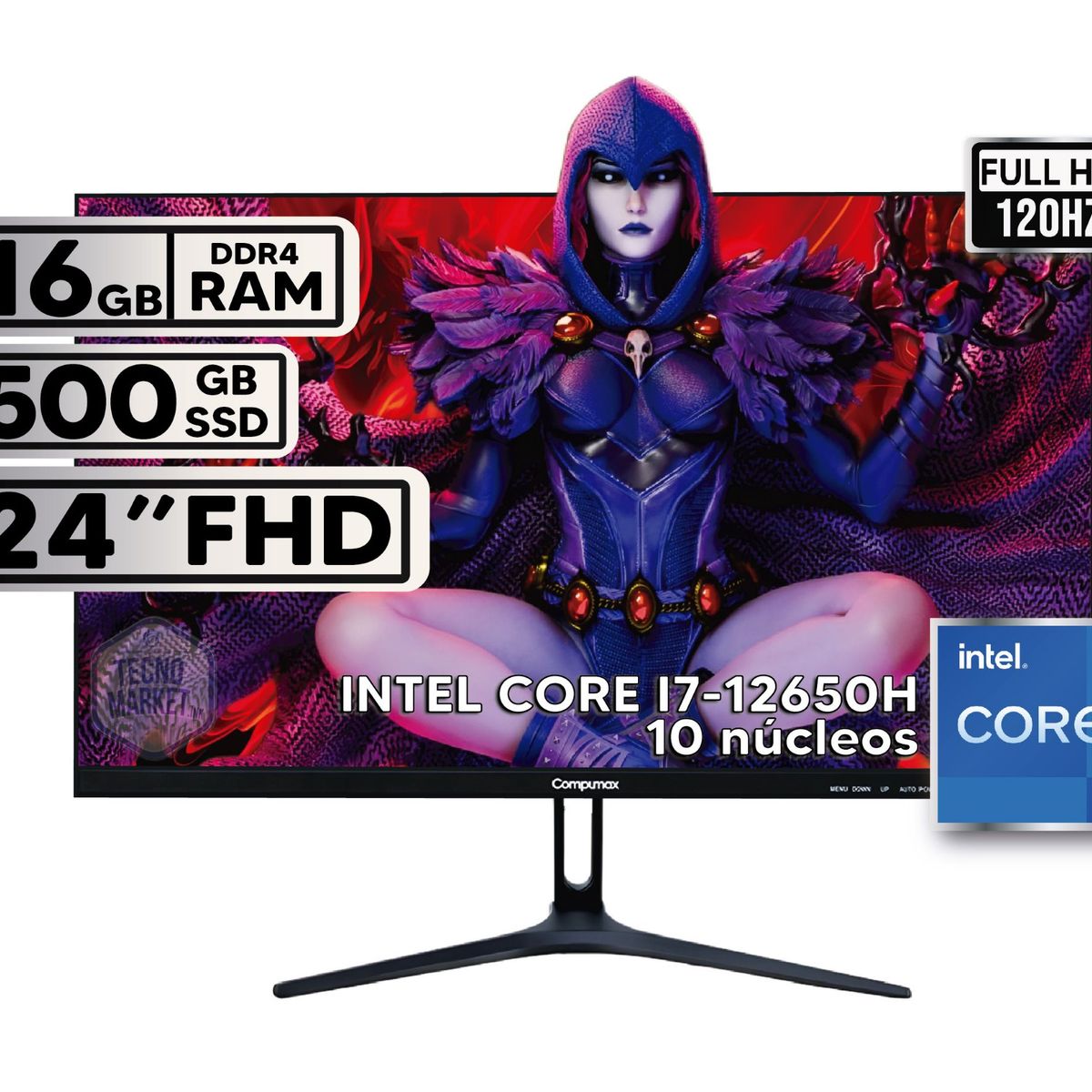 COMPUMAX - MINI PC DE MESA COMPUMAX INTEL CORE I7-12650H 16GB 500GB SSD MONITOR 238 FHD 120Hz