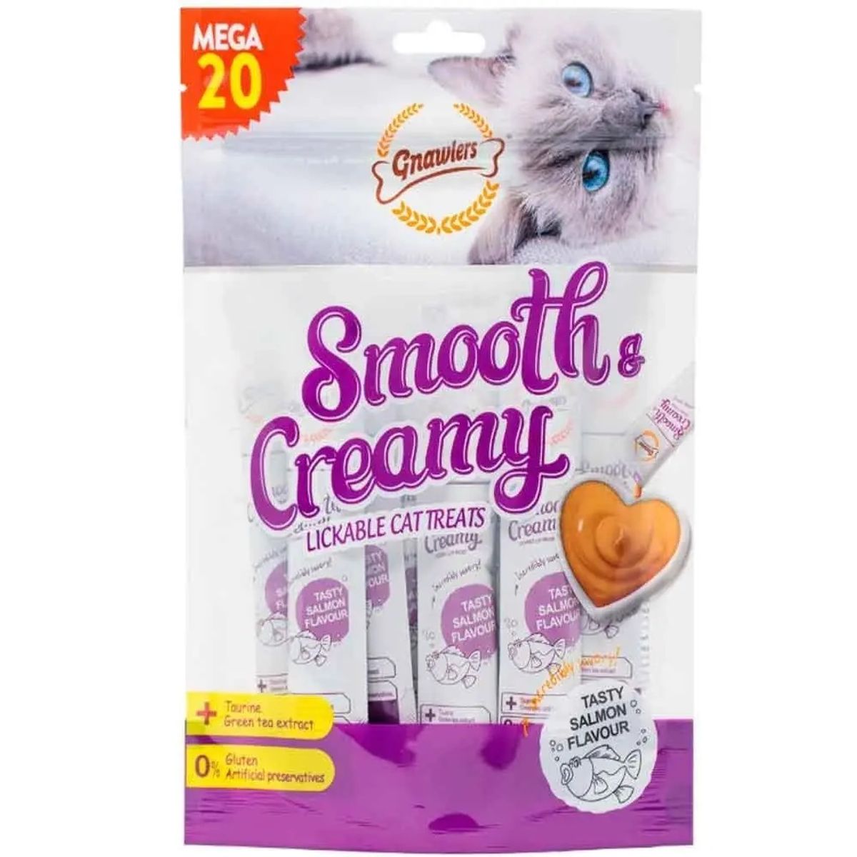 GENERICO - Snacks Cremosos Para Gato Gnawlers Salmón 20 Unidades