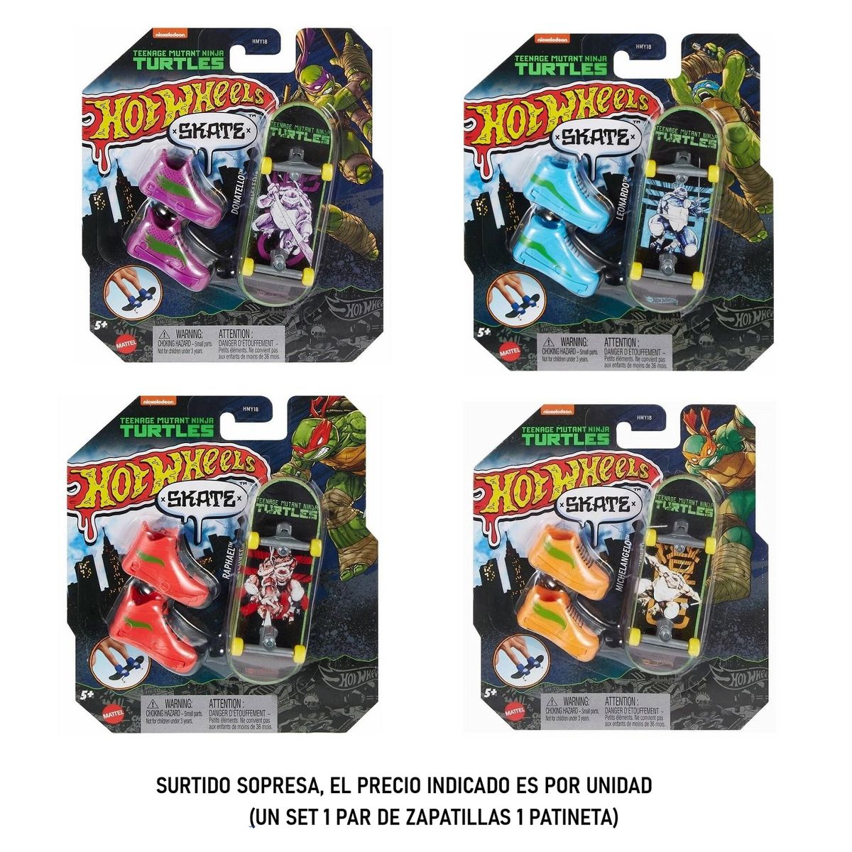 HOT WHEELS - Hot Wheels Skate Tortugas Ninja Patineta Surtido Sorpresa