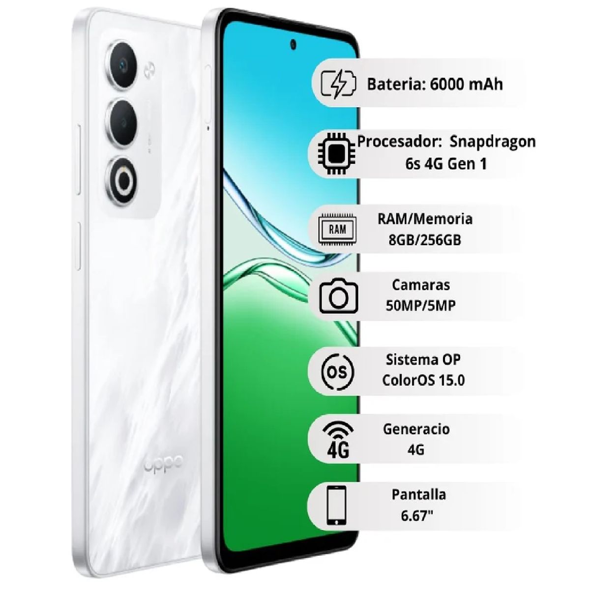 OPPO - CELULAR OPPO A5M 4G 256GB 8+8 RAM BLANCO
