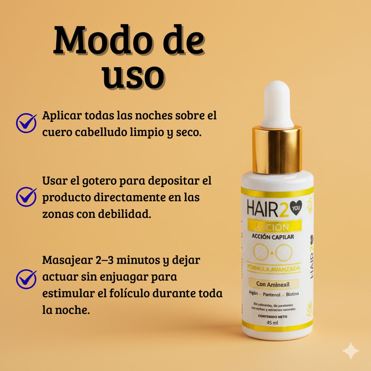 HAIR2YOU - Rutina contra la caída del cabello x Vitaminas + Loción capilar + shot de crecimiento