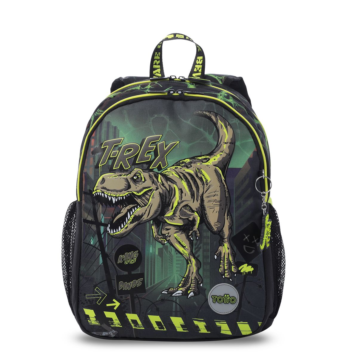 TOTTO - Morral Mochila Escolar Dino Rock M Niño Negro Totto