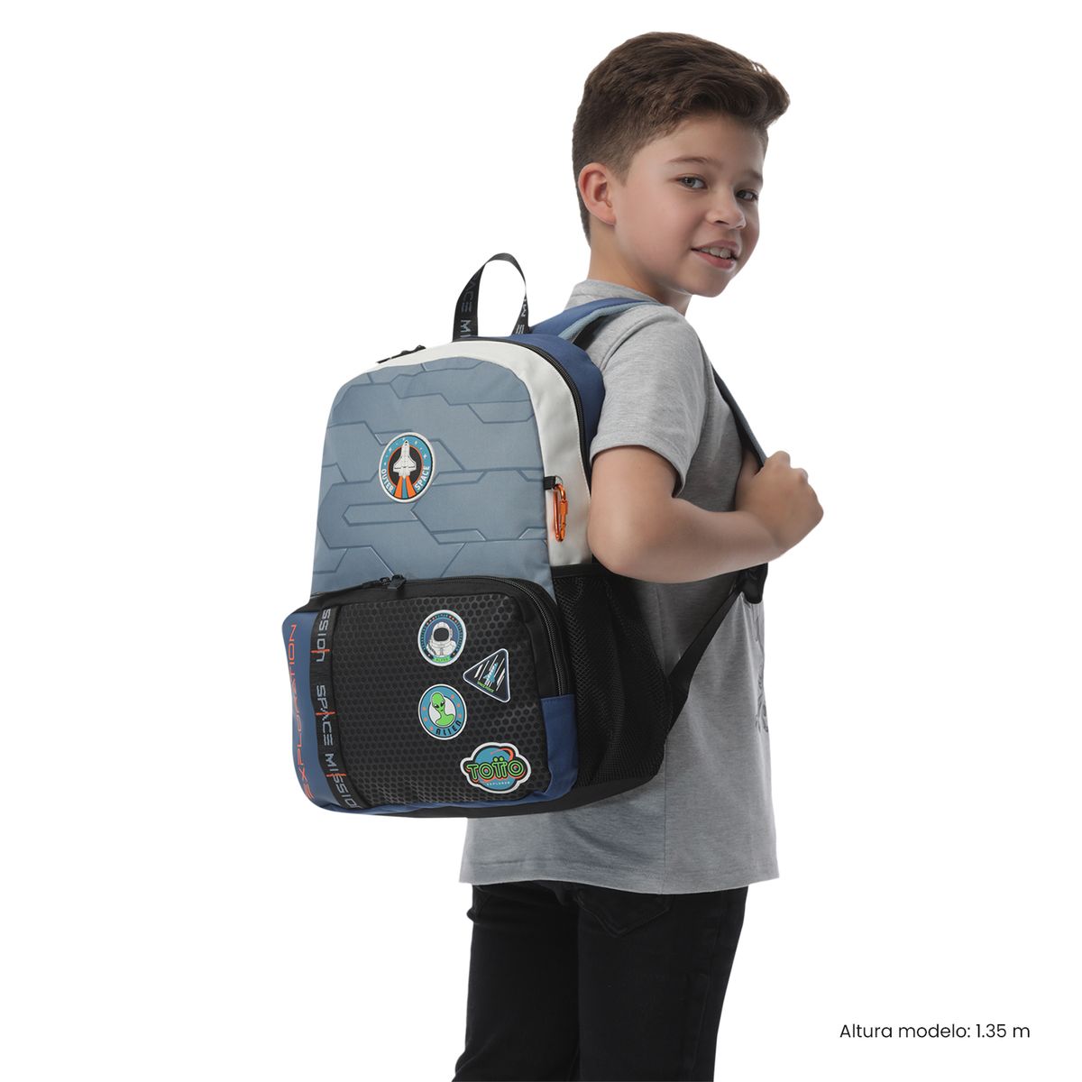 TOTTO - Morral Mochila Escolar Gemini 2 M Niño Negro Totto